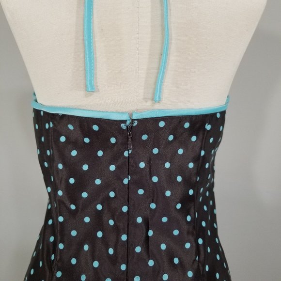 Vintage Gunne Sax Jessica McCLintock Halter Dress 7 Polka Dot Party Rockabilly - Picture 8 of 16
